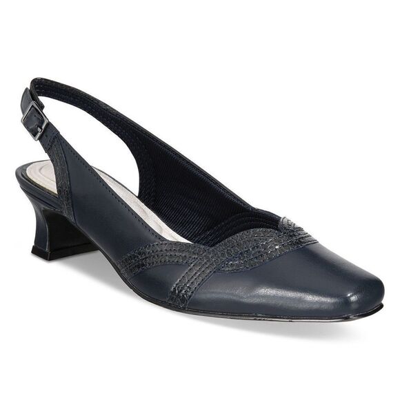 Easy Street Stunning Navy Slingback Narrow Pumps - Picture 1 of 7